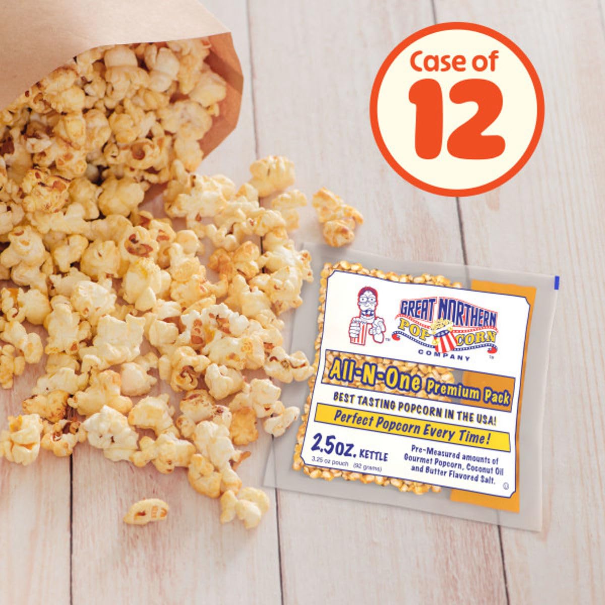Great Northern Popcorn all-in-one packs with kernels, oil, and butter salt for easy popping