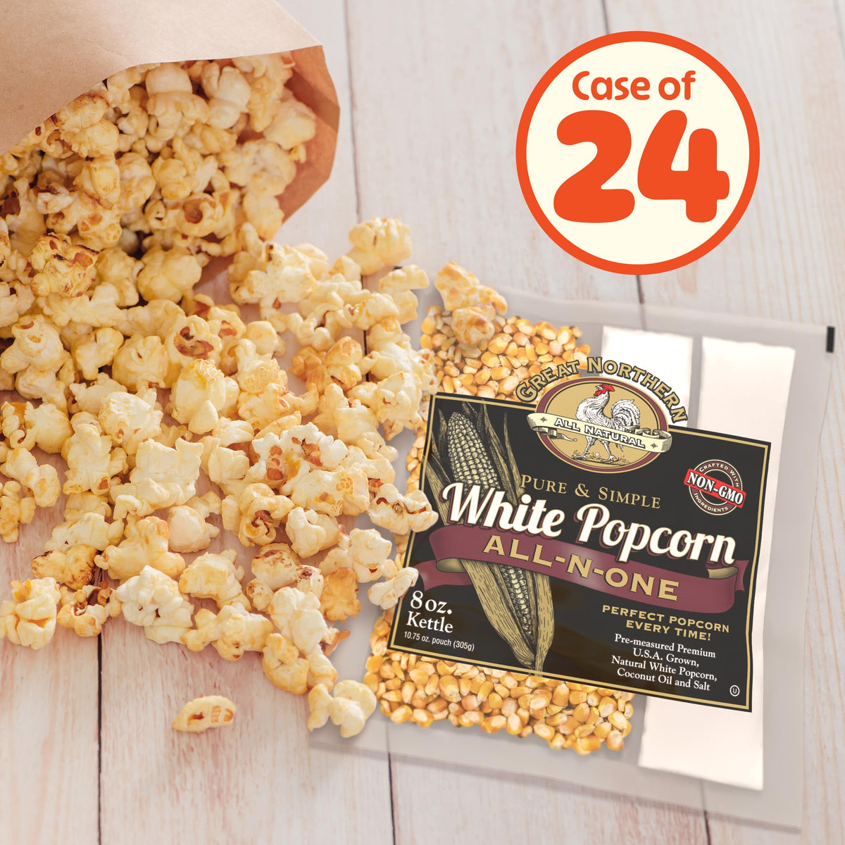 Great Northern Popcorn all-in-one packs with pre-measured oil and salt