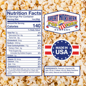 Great Northern Popcorn bulk case storage helps keep movie nights stocked.