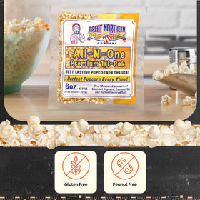 Great Northern Popcorn flavored salt packet for balanced seasoning.
