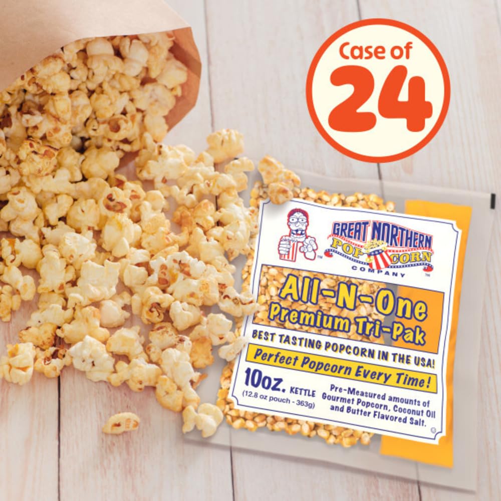 Great Northern Popcorn kettle-ready packs for easy movie-night prep.