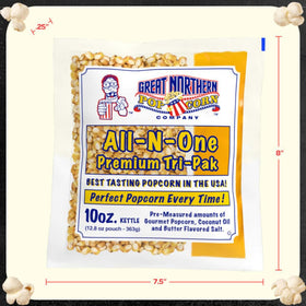 Great Northern Popcorn movie-theater flavor for home entertainment.