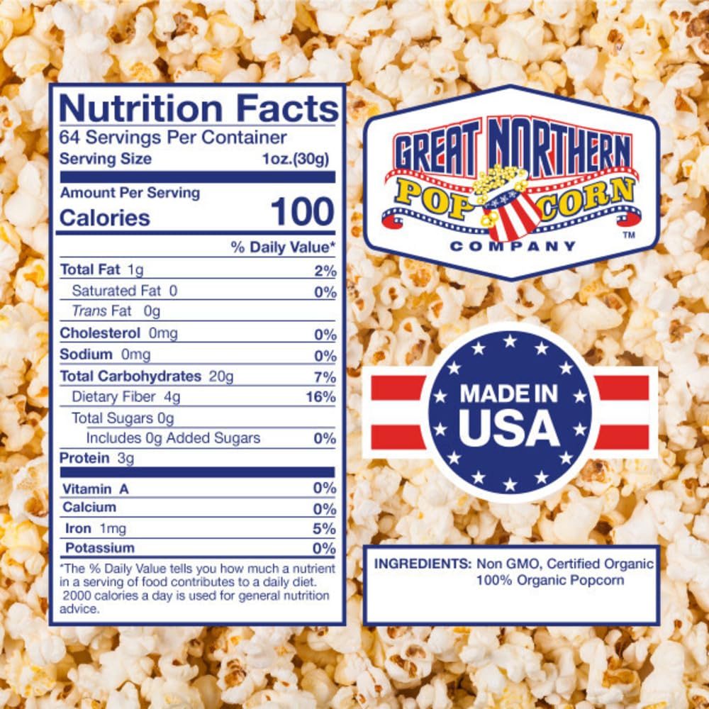 Great Northern Organic Kernels ideal for stovetop popping with rich aroma.