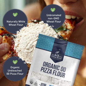 Great River Milling 00 Organic Pizza Flour ideal for pizzas, pasta, breads.