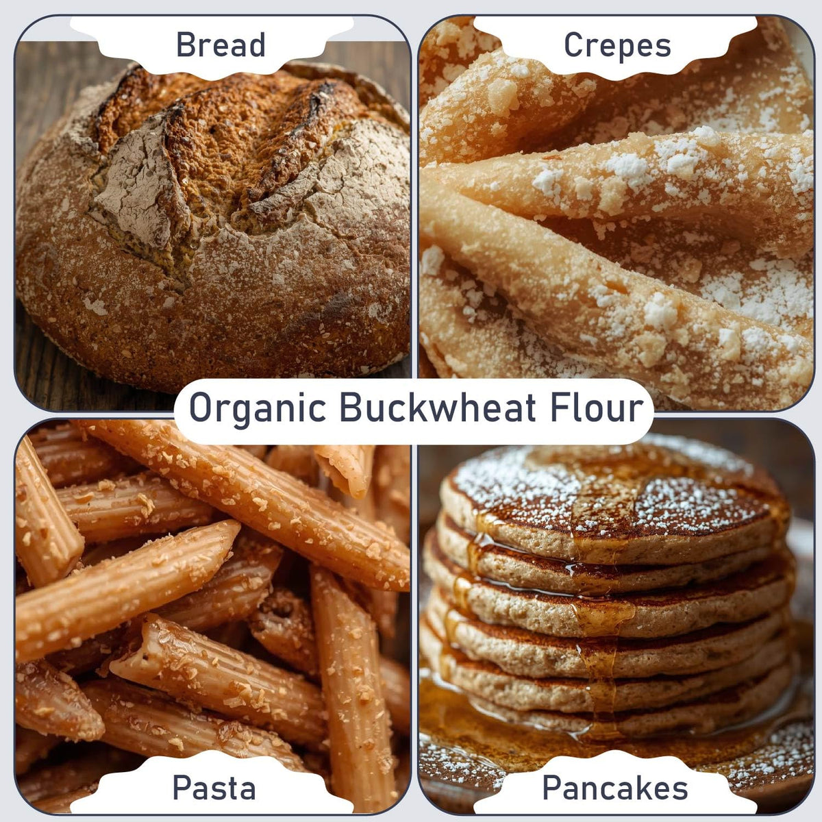 Great River Milling 5 lb Buckwheat Flour bag on pantry shelf.