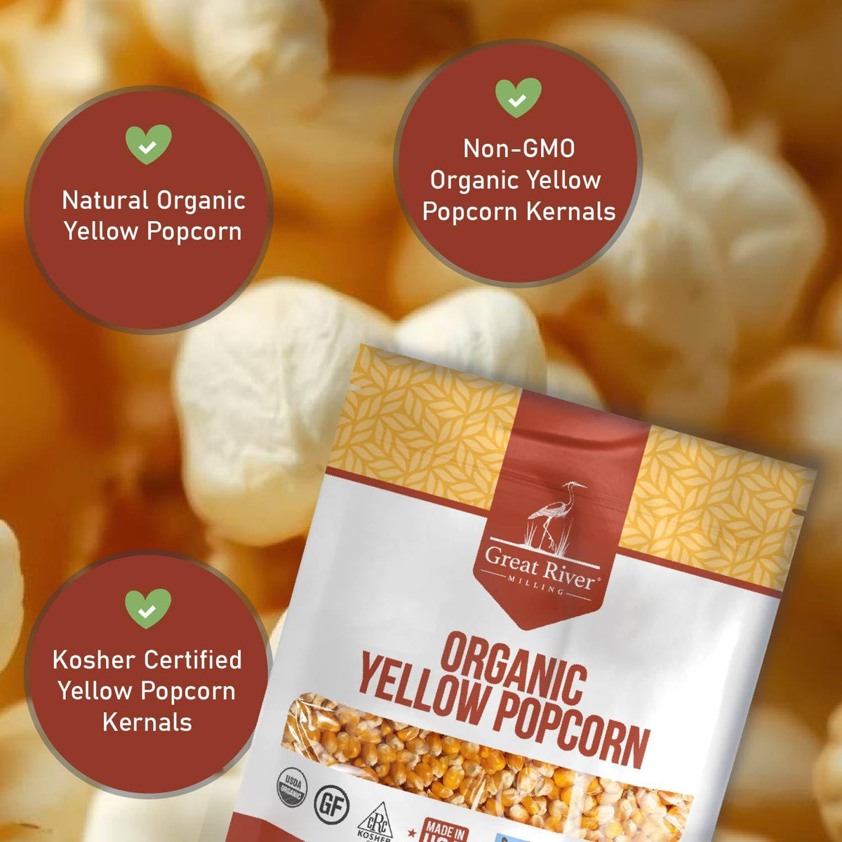 Great River Milling Organic Yellow Popcorn Kernels pop well in an air popper for light popcorn.