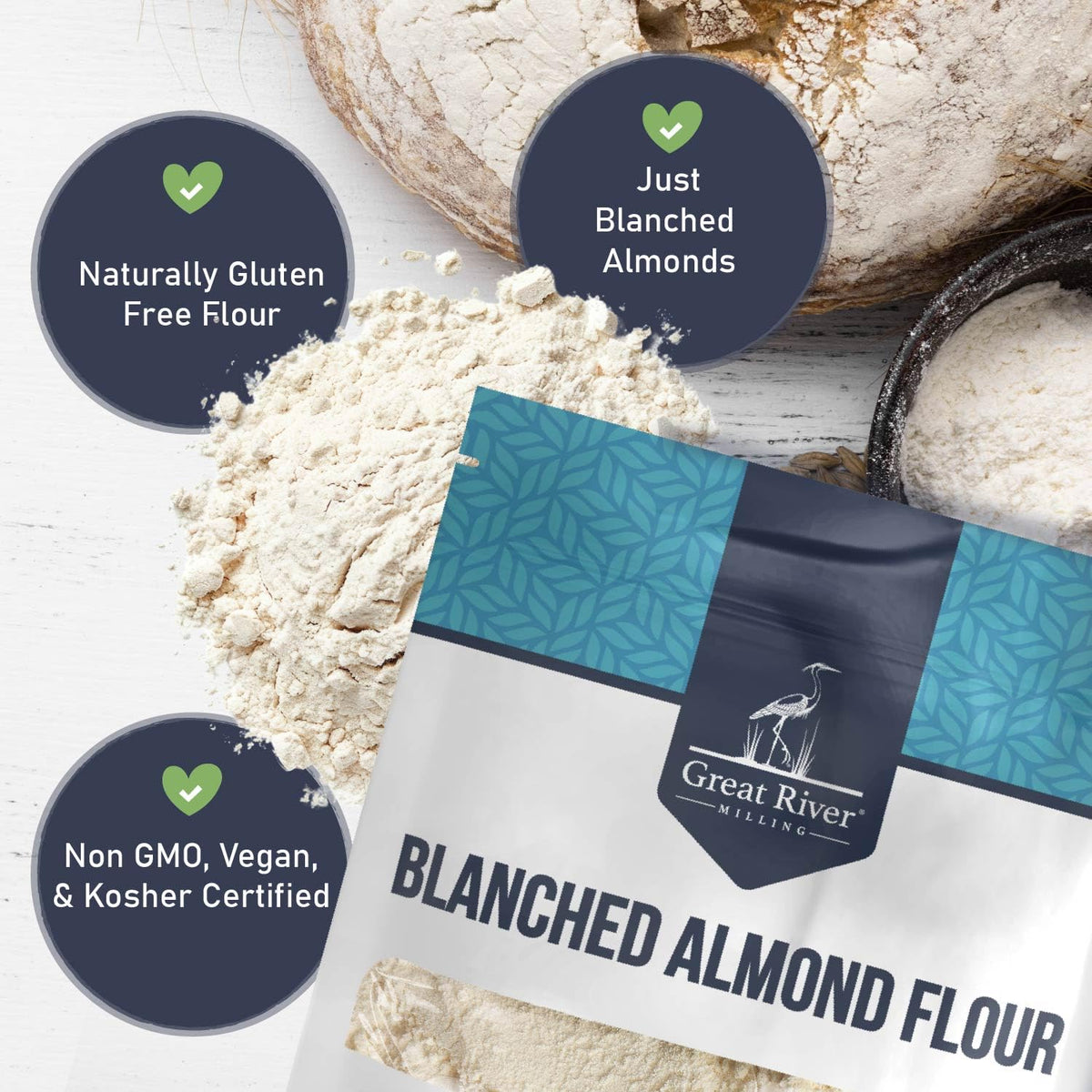 Great River Milling Blanched Almond Flour naturally grain-free and keto-friendly