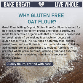 Great River Milling Oat Flour muffins; versatile batter for moist treats.
