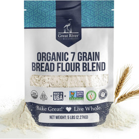 Great River Milling 7 Grain Bread Flour bag showing hearty multi-grain blend.
