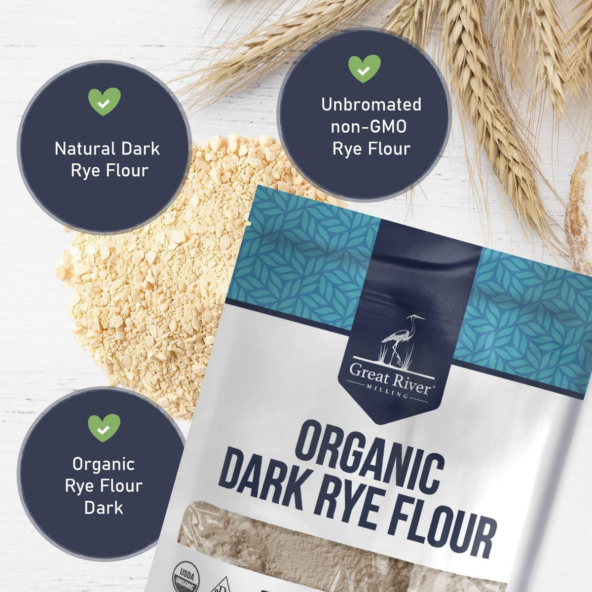 Great River Milling Organic Dark Rye Flour dough mixing adds structure and color.