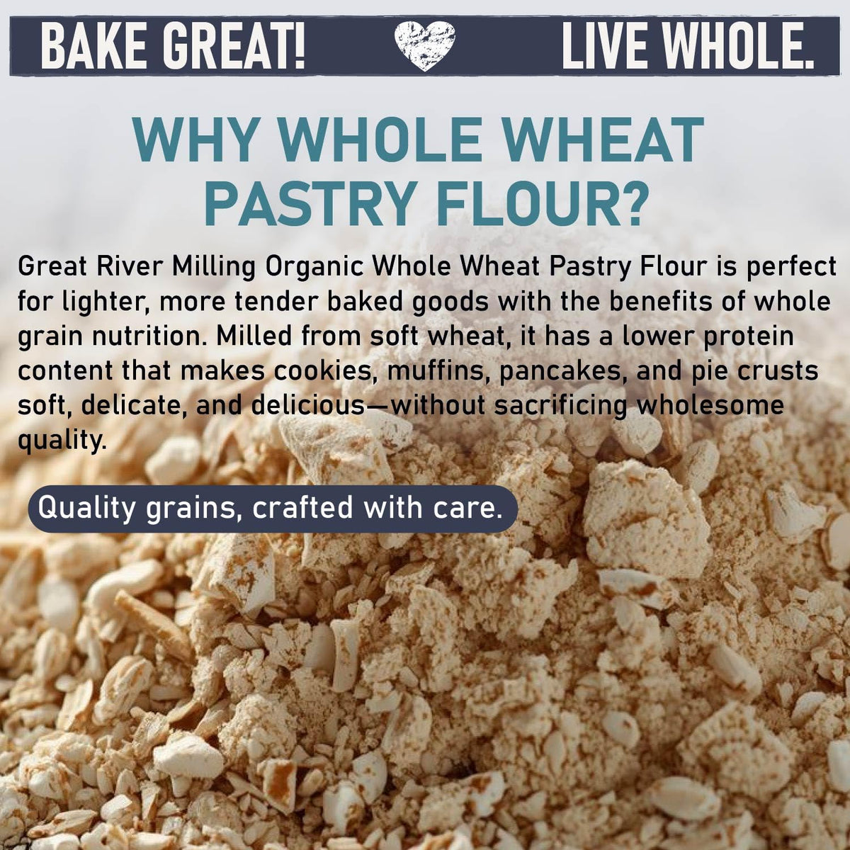 Great River Milling organic label on flour jar signals quality