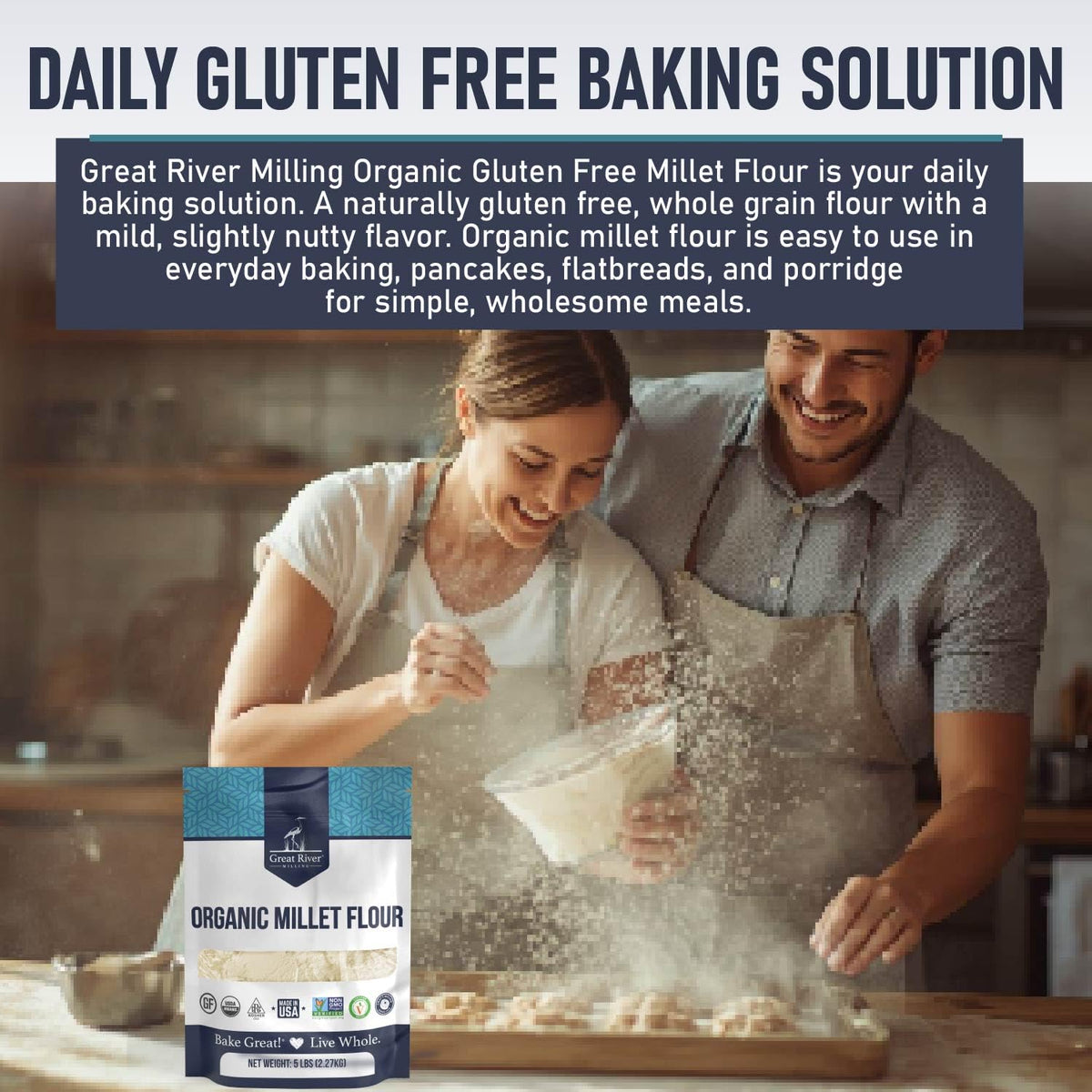 Great River Milling Organic Millet Flour porridge bowl for breakfast texture.