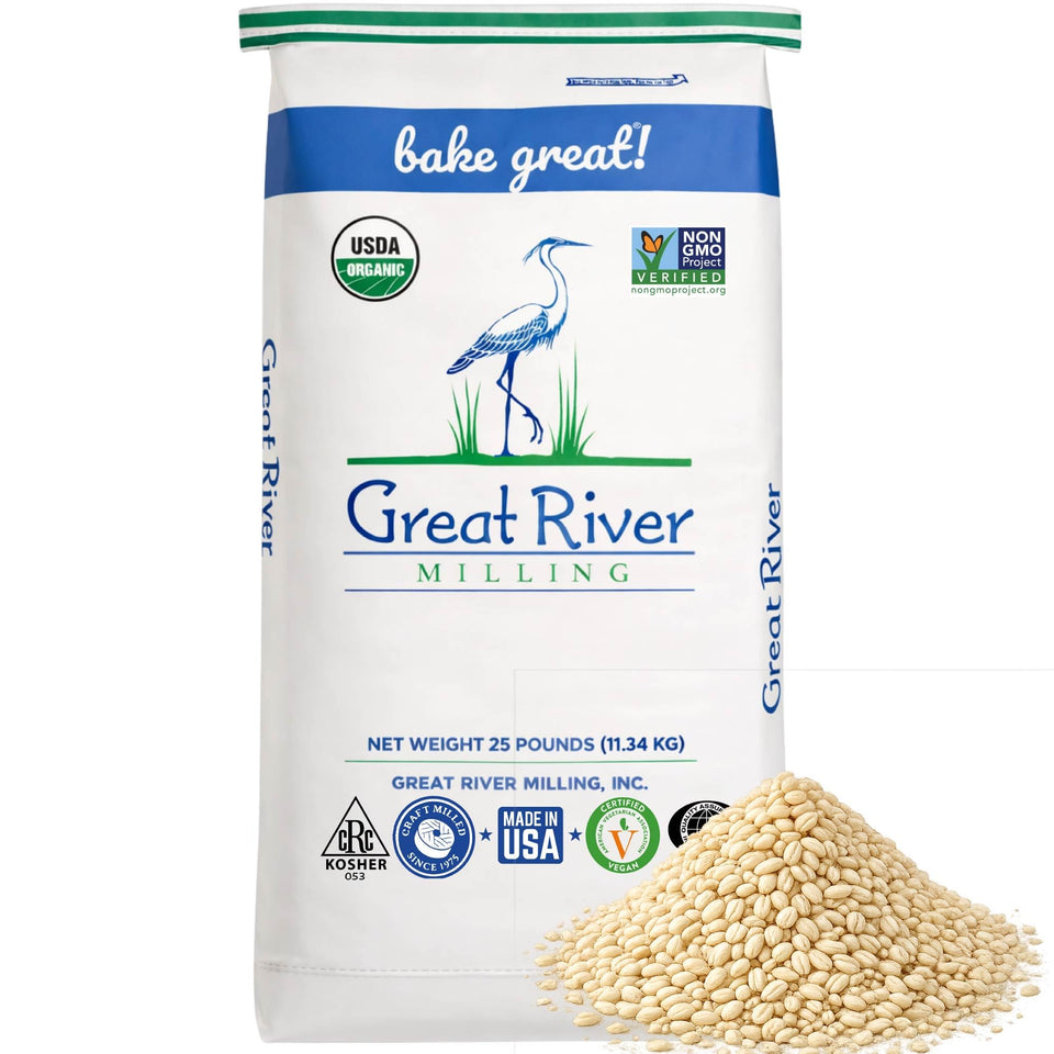 Great River Milling Organic Soft White Winter Wheat bag for home baking and milling
