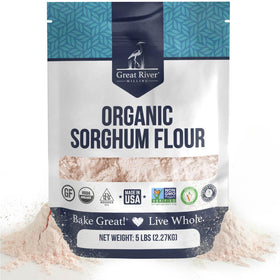Great River Milling Organic Sorghum Flour 5 lb pack for gluten-free baking versatility.