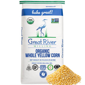 Great River Milling organic whole corn bag 25-lb promotes versatile baking and cooking.