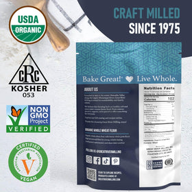 Great River Milling Organic Whole Wheat Flour 5lb resealable bag ready for daily baking