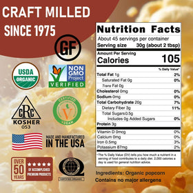 Great River Milling Organic Yellow Popcorn Kernels bulk bag for easy weekly snacking.