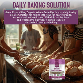 Great River Milling organic-certified rye berries emphasize clean, humble ingredients.