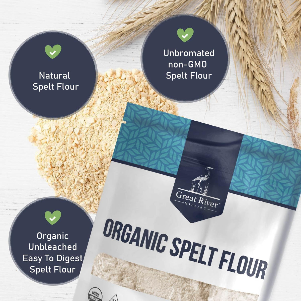 Great River Milling Spelt Flour bowl and mixer mixing batter
