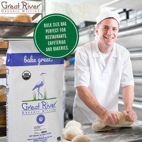 Stone-ground milling visual highlights richer flavor and texture in whole-grain flour