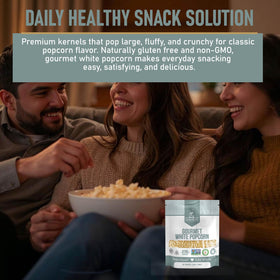 Great River Milling White Popcorn Kernels in a microwave popper for easy batches.