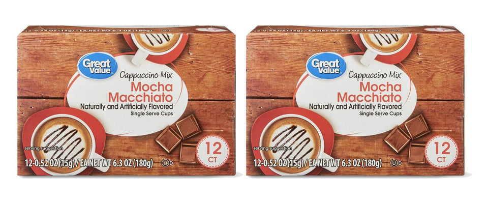 Great Value cappuccino pods in a box for easy single-serve mornings.
