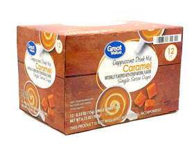 Great Value Cappuccino Pods close-up pod design highlights convenience.