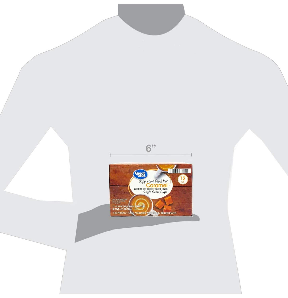 Great Value Cappuccino Pods packaging front showcases caramel flavor option.
