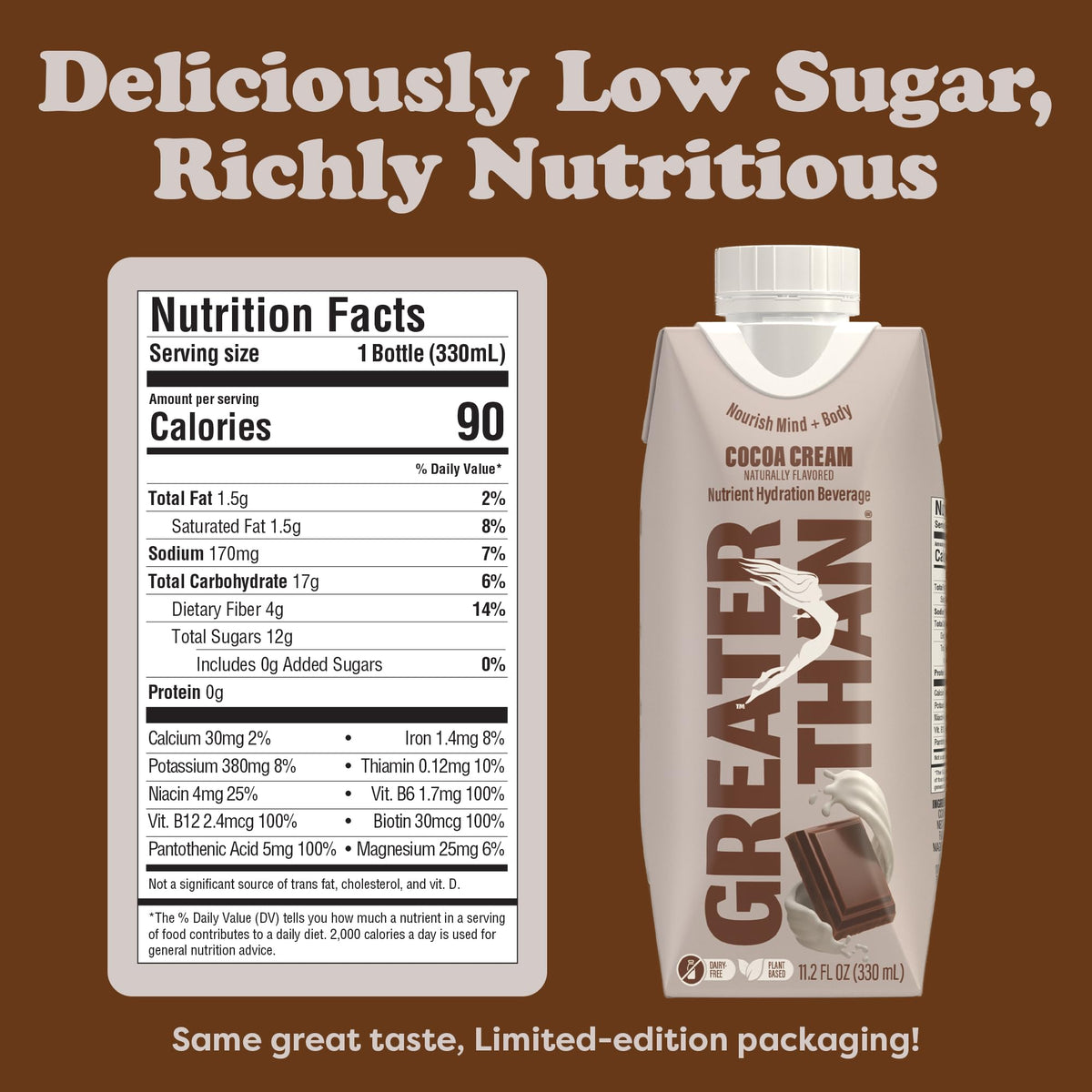 Greater Than Coconut Water glass, refreshing electrolytes for hydration on the go.