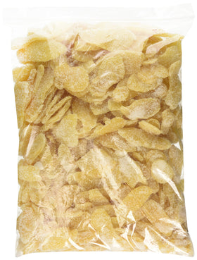 Green Bulk dried crystallized ginger slices ready for baking and tea infusions.