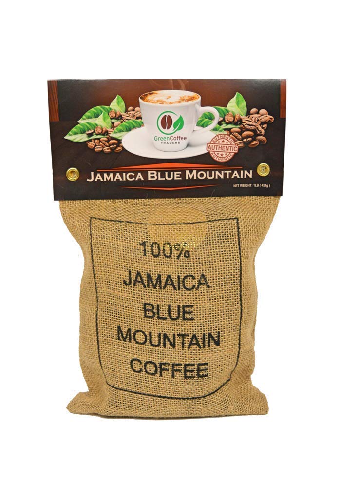 Green Coffee Traders Jamaica Blue Mountain coffee 1lb bag, premium single-origin for a rich aroma