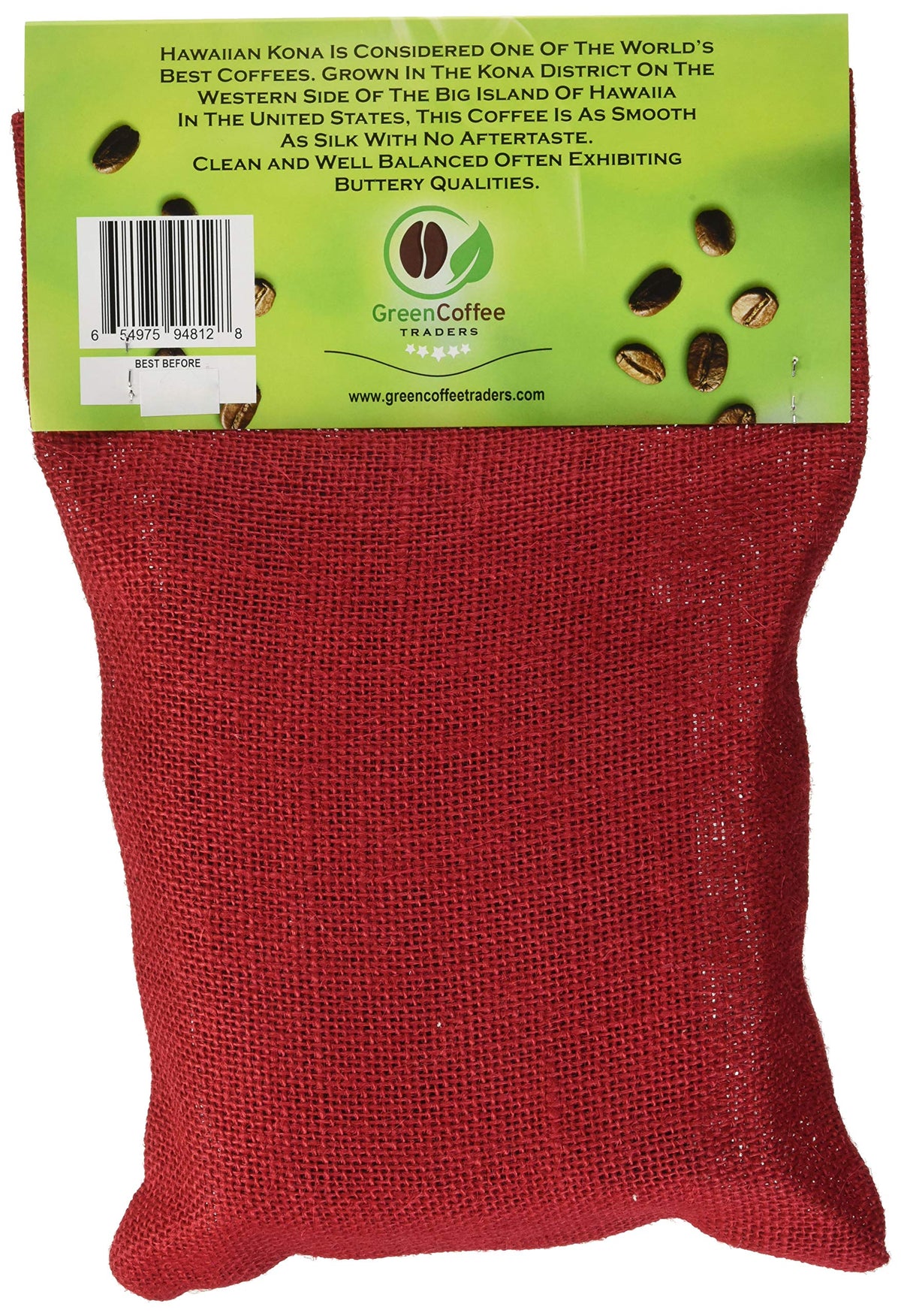 Green Coffee Traders Kona Extra Fancy whole beans for home brewing.