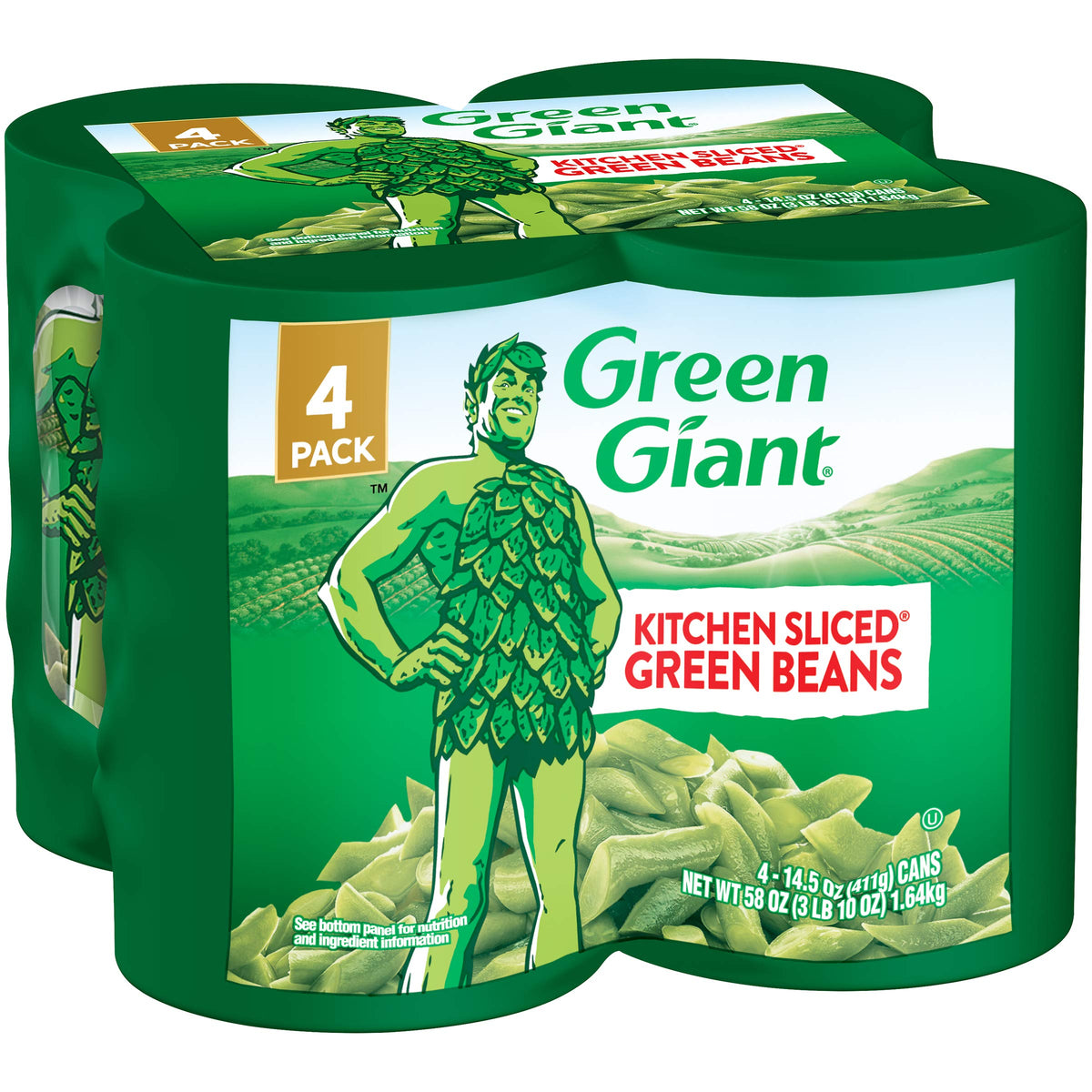 Green Giant Kitchen Sliced Green Beans 4-pack cans for quick, easy side dishes.