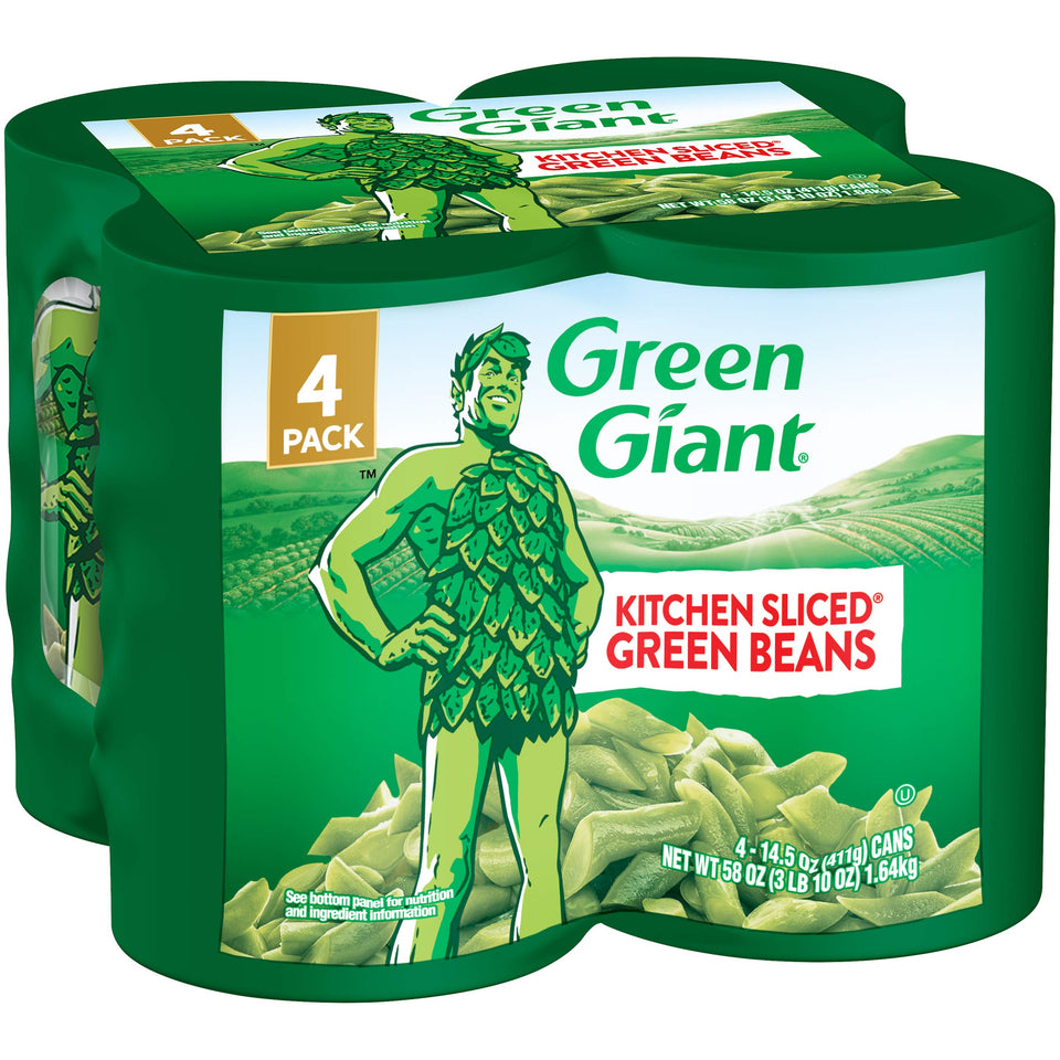 Green Giant Kitchen Sliced Green Beans 4-pack cans for quick, easy side dishes.