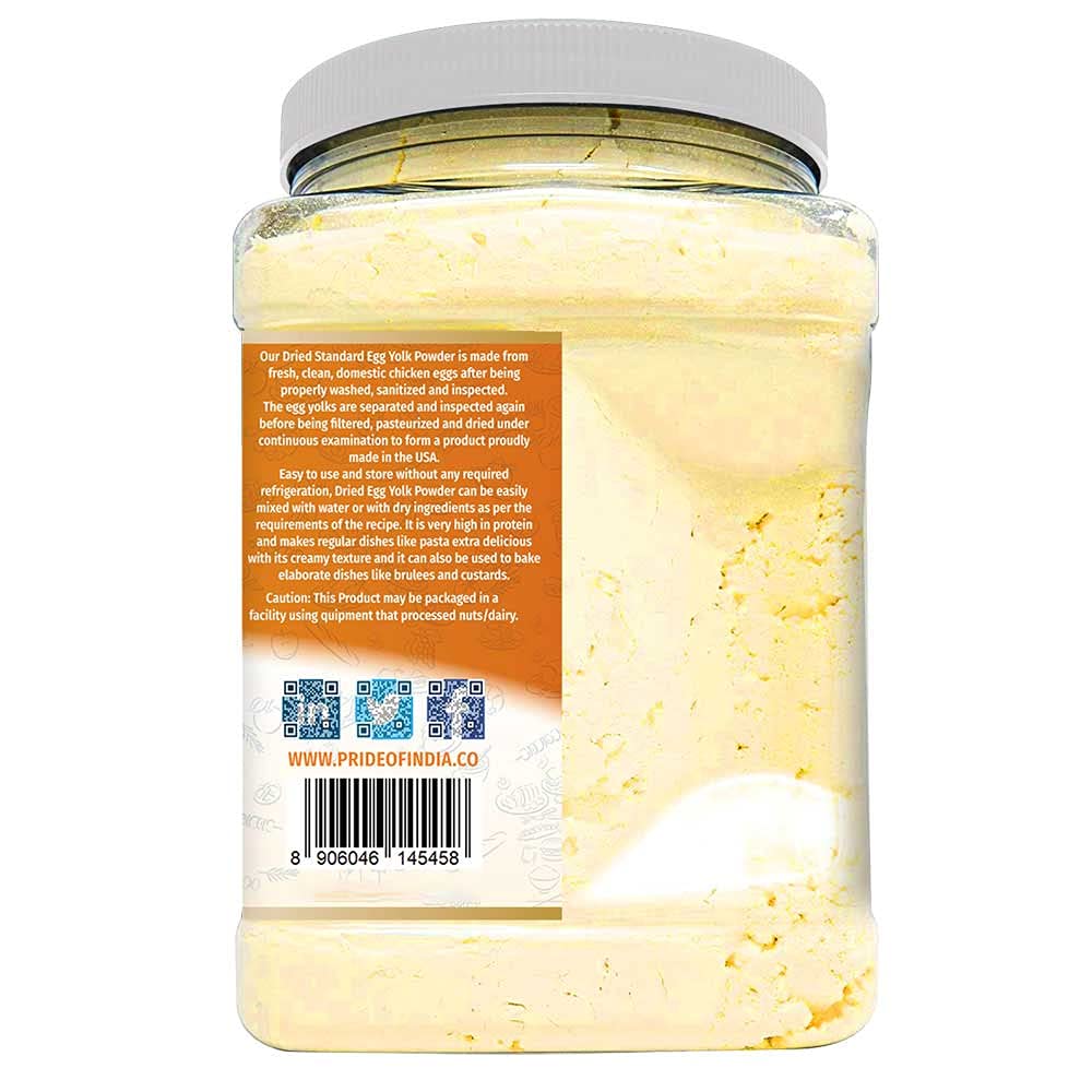 Green Heights Eggylicious pasteurized egg yolk powder highlighting pasteurized, pure yolk