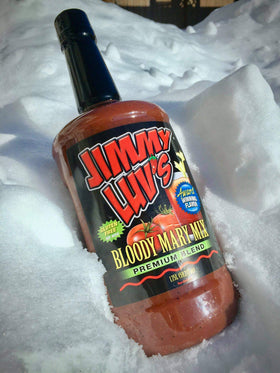 Green Hills Jimmy Luv's Bloody Mary Mix ice cubes demonstrating extended flavor without dilution