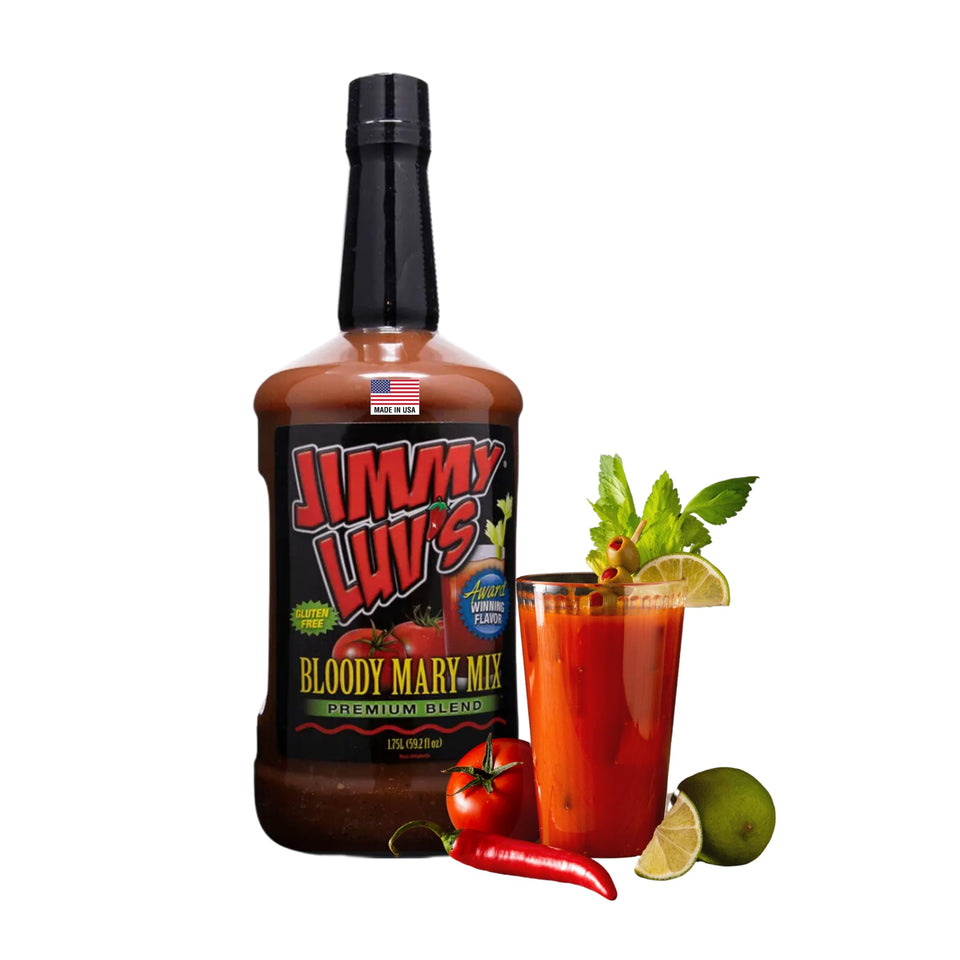 Green Hills Jimmy Luv's Bloody Mary Mix original bottle ready for bold flavor at gatherings