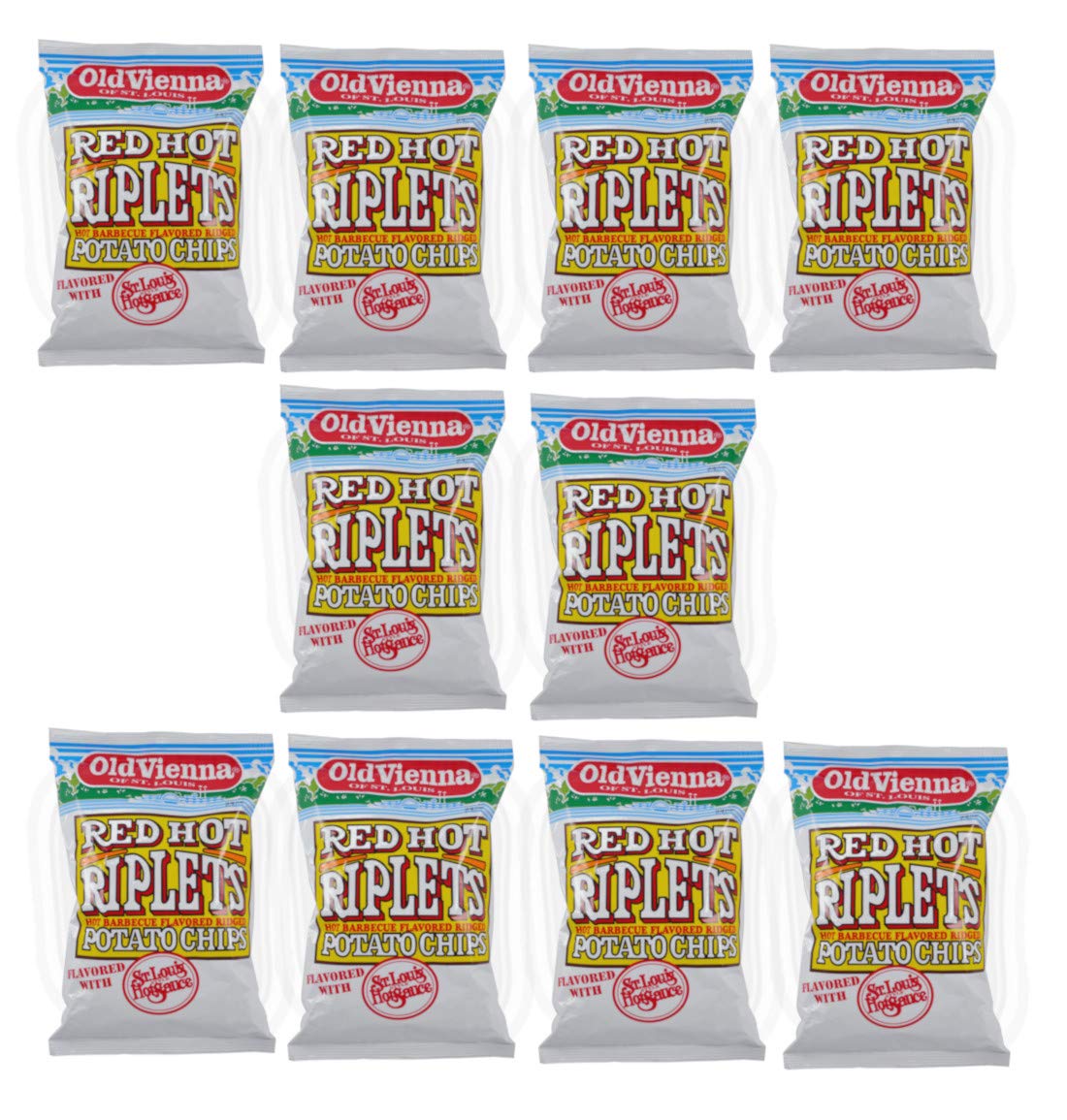 Green Hills Red Hot Riplets Hot Barbecue bag close-up, bold flavor for on-the-go snacking.