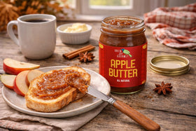 Green Jay Gourmet Apple Butter jar packaging showcasing small-batch USA-made quality.