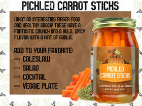 Green Jay Gourmet home-grown pickled carrots show crisp, colorful carrots.