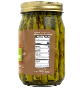 Green Jay Gourmet Italian asparagus spears crisp and ready to eat as a garnish.