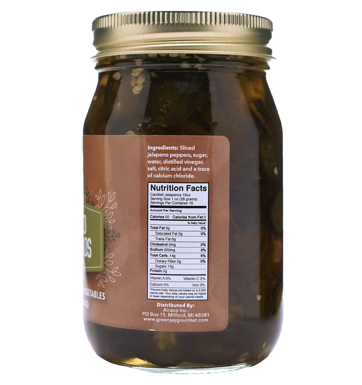 Green Jay Gourmet jalapeños in brine close-up, ready to elevate sandwiches and snacks