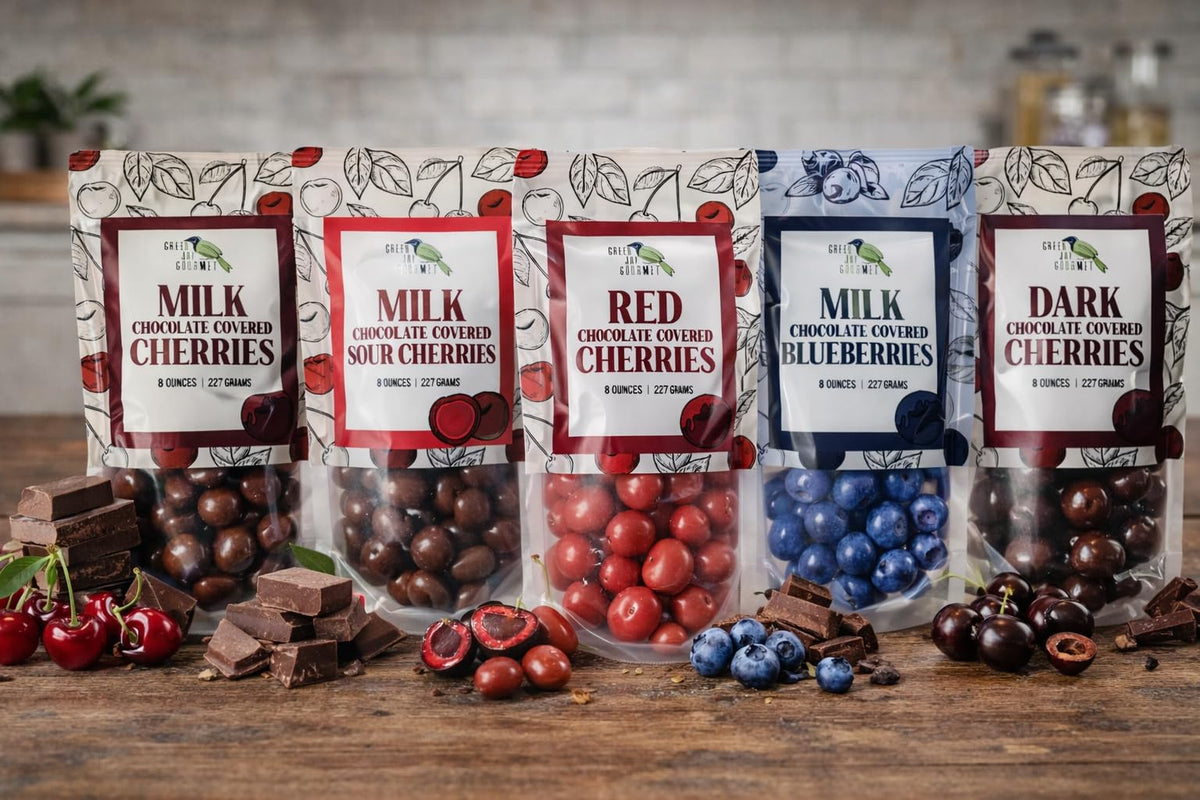 Green Jay Gourmet milk chocolate blueberries gift ready presentation for gifting