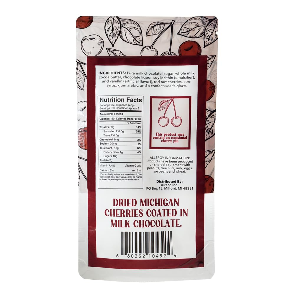 Green Jay Gourmet milk chocolate cherries in resealable bag, ideal for gifting and sharing