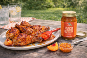 Green Jay Gourmet Peach Butter on a croissant with a spice note