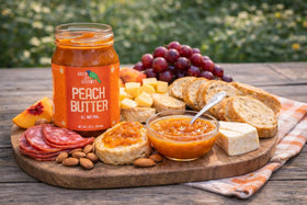 Green Jay Gourmet Peach Butter spread on toast showcases creamy texture