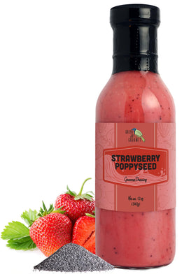 Green Jay Gourmet Strawberry Poppyseed Dressing bottle: vibrant color for salads