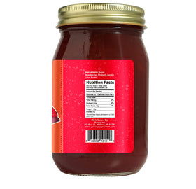 Green Jay Gourmet Strawberry Rhubarb Jam jar pour showing glossy texture and fruity aroma for pastries and desserts