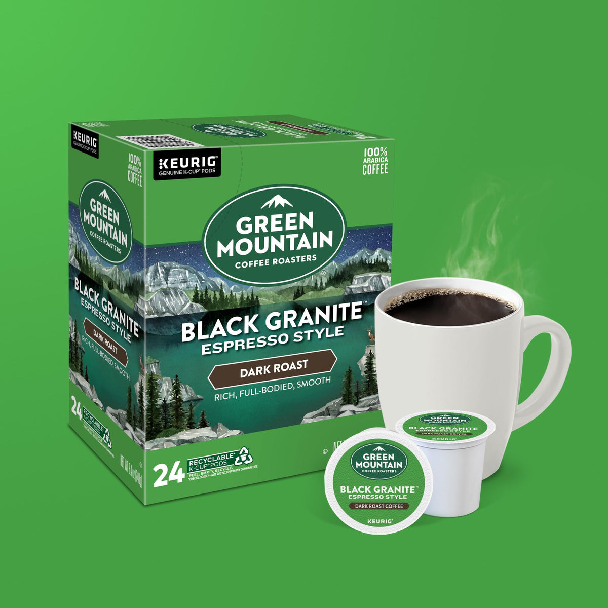 Green Mountain Black Granite notes of dried fruit and toasted nuts.