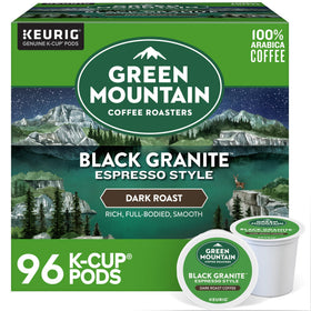 Green Mountain Black Granite espresso-style pod for Keurig, single-cup convenience.